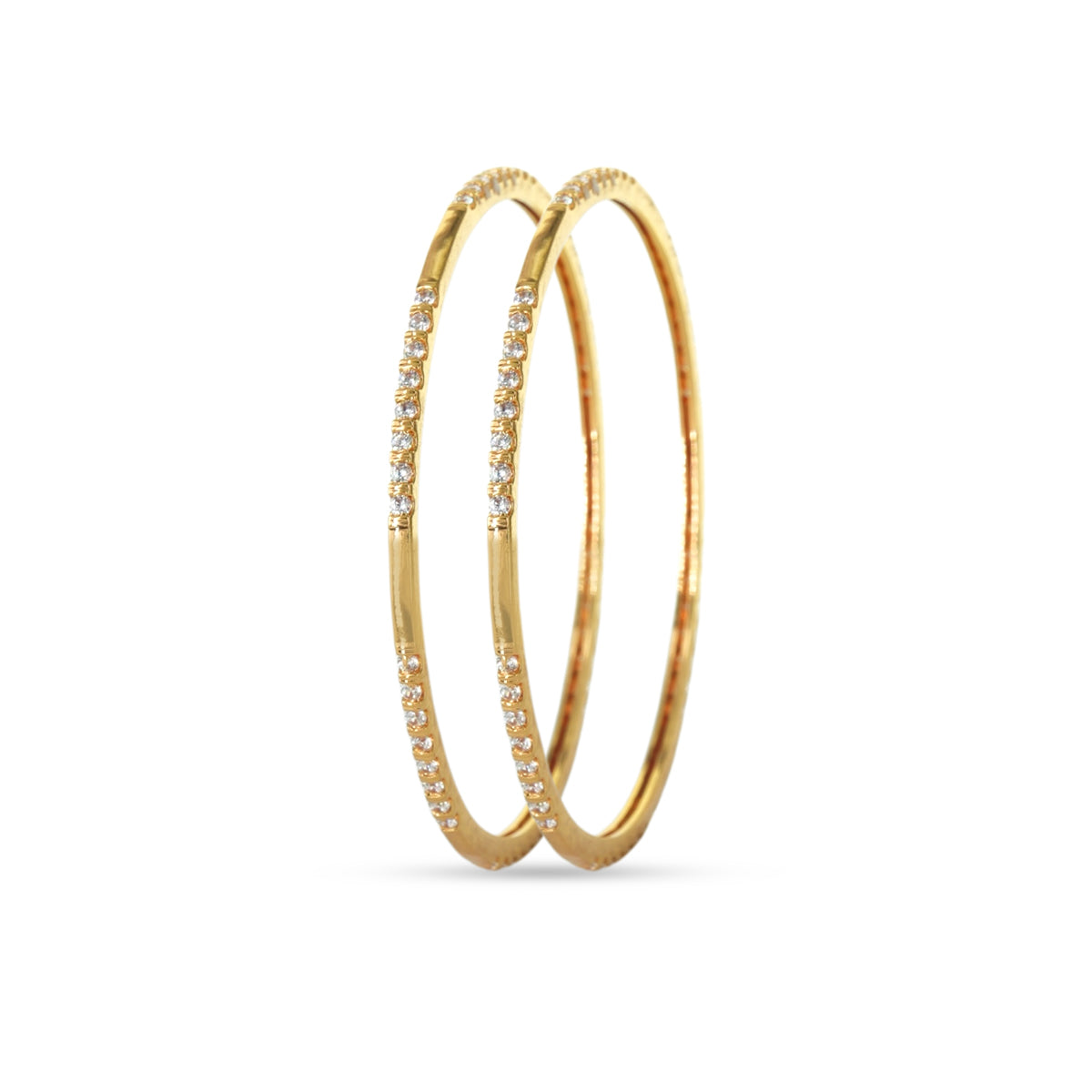 Sparkling Bangle Set with Diamond-like Stones for Casual and Semi