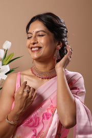 Floral Pink Stone Necklace Set
