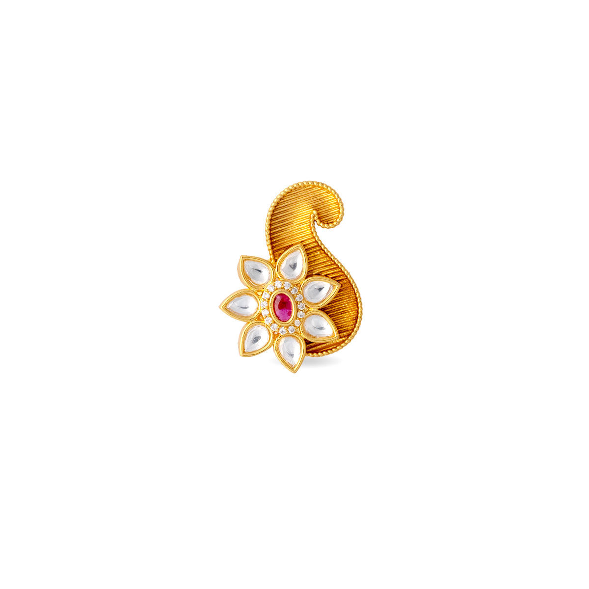 Gulbahar Paisley Ring - Elegant Kundan Adjustable Ring for Festive Wear ...
