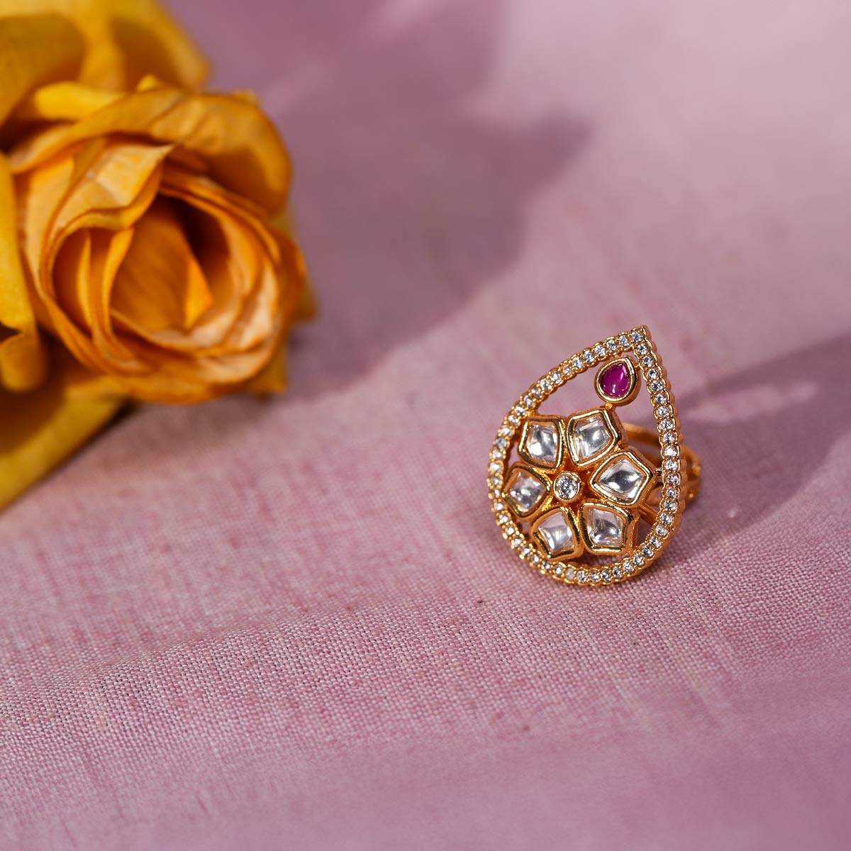 Shehnai Teardrop Ring