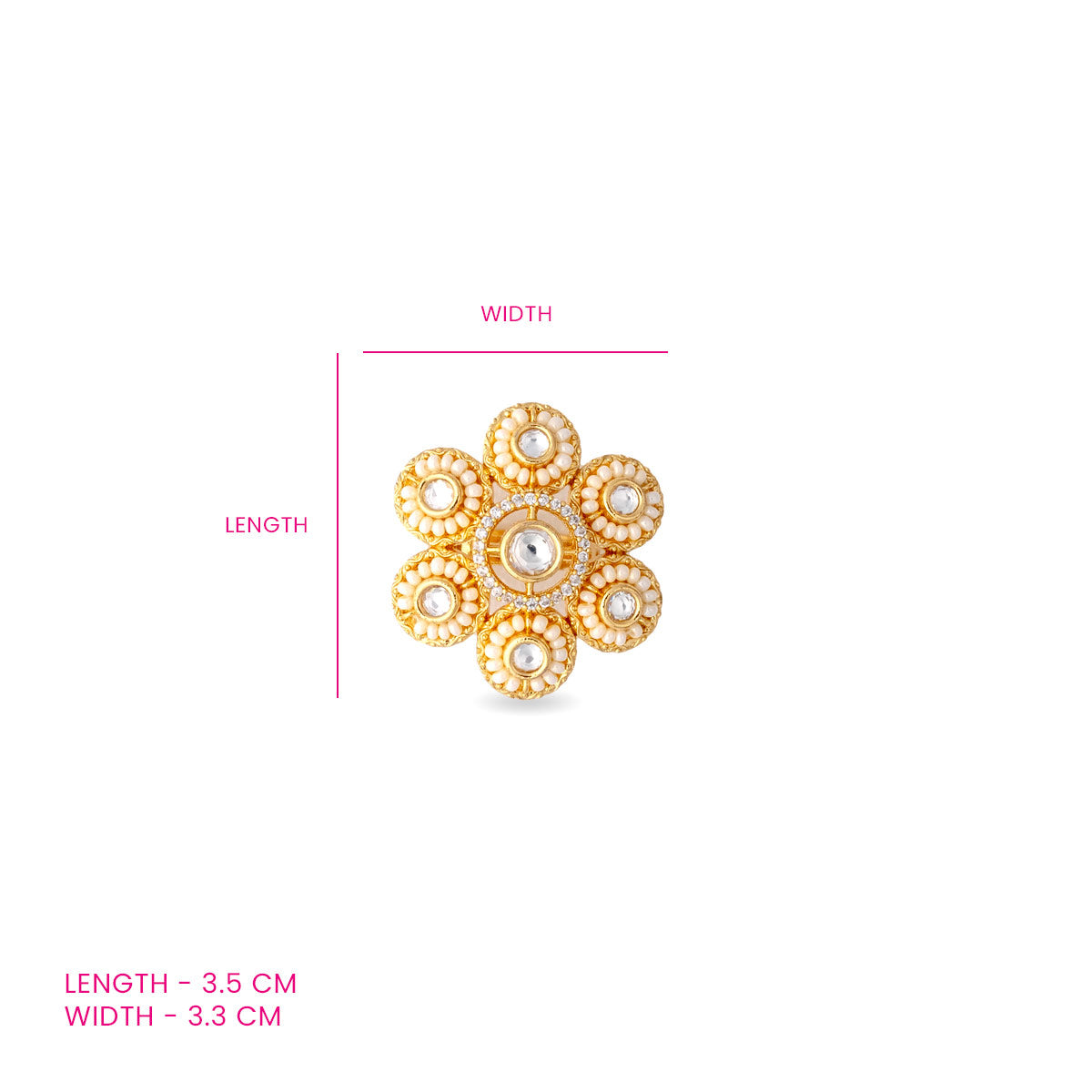 Kundan Moti Wala Phool Ring