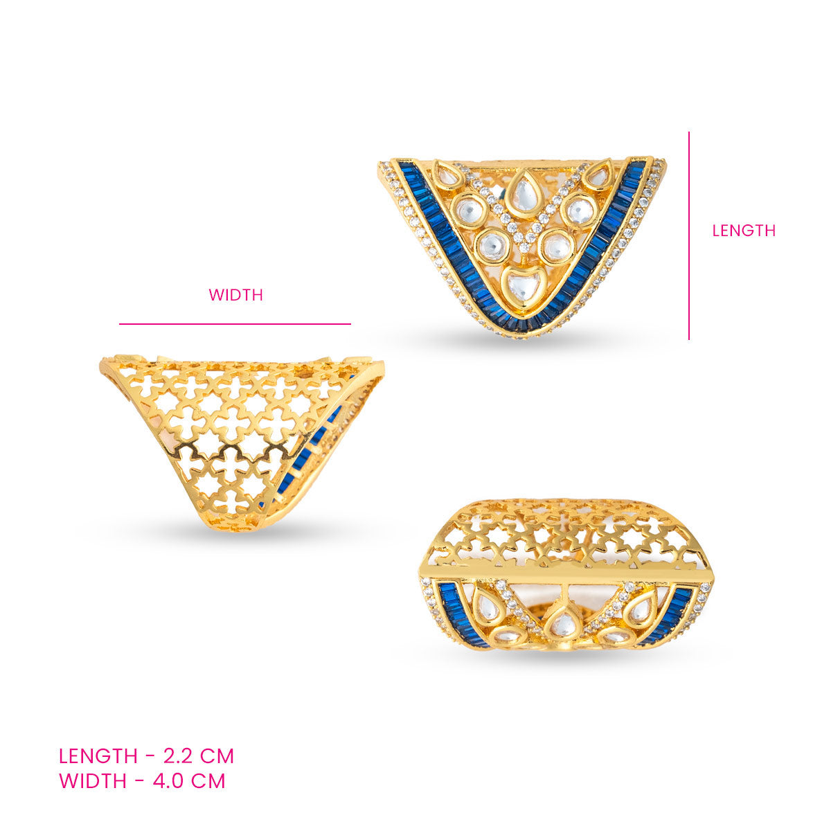 Royal Blue Kundan Ring