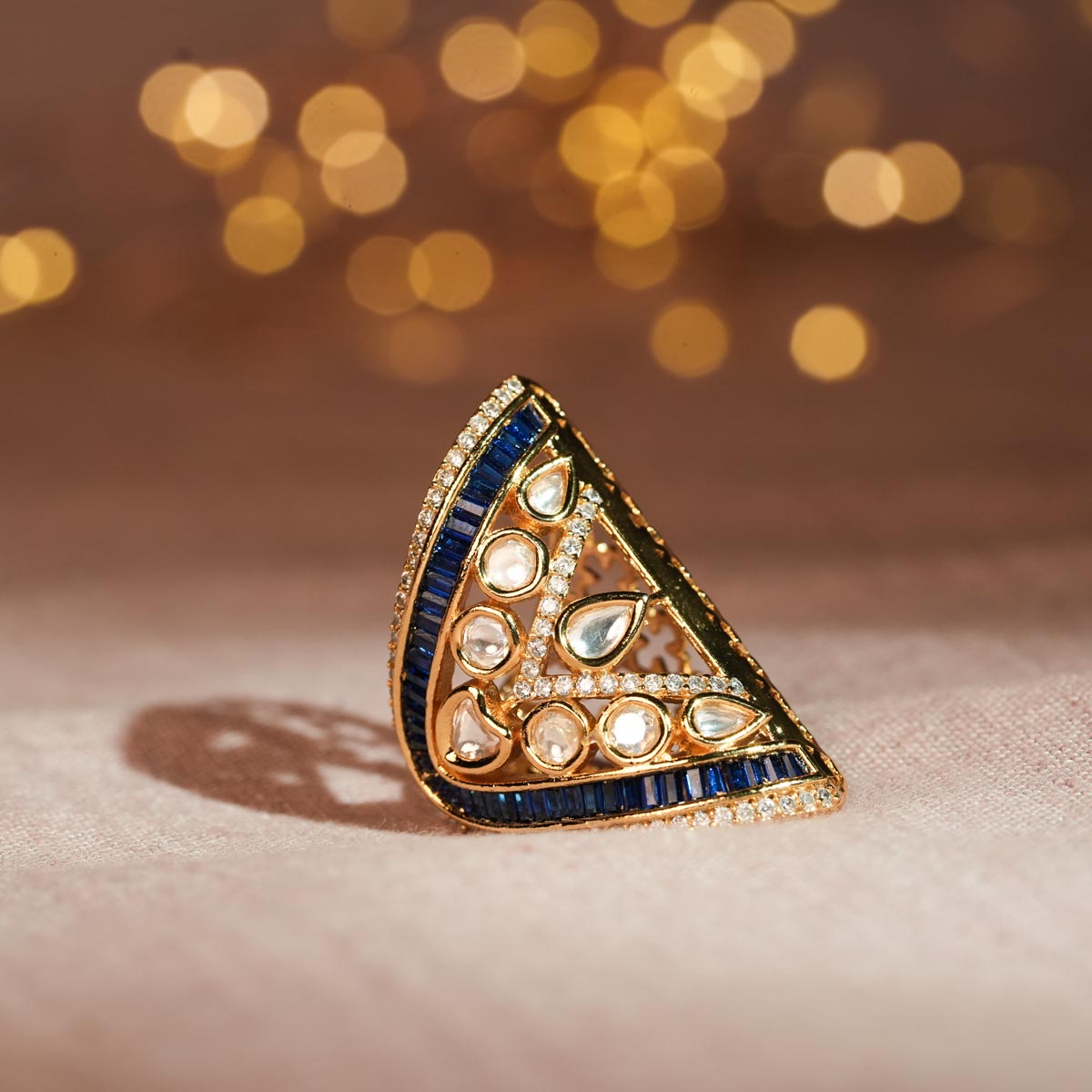 Royal Blue Kundan Ring
