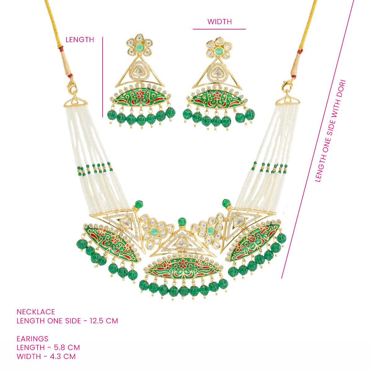 Mehendi Green Kundan Pearl Necklace Set