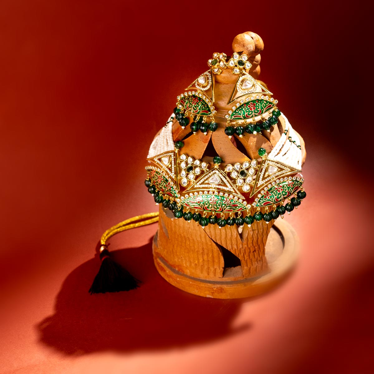 Mehendi Green Kundan Pearl Necklace Set