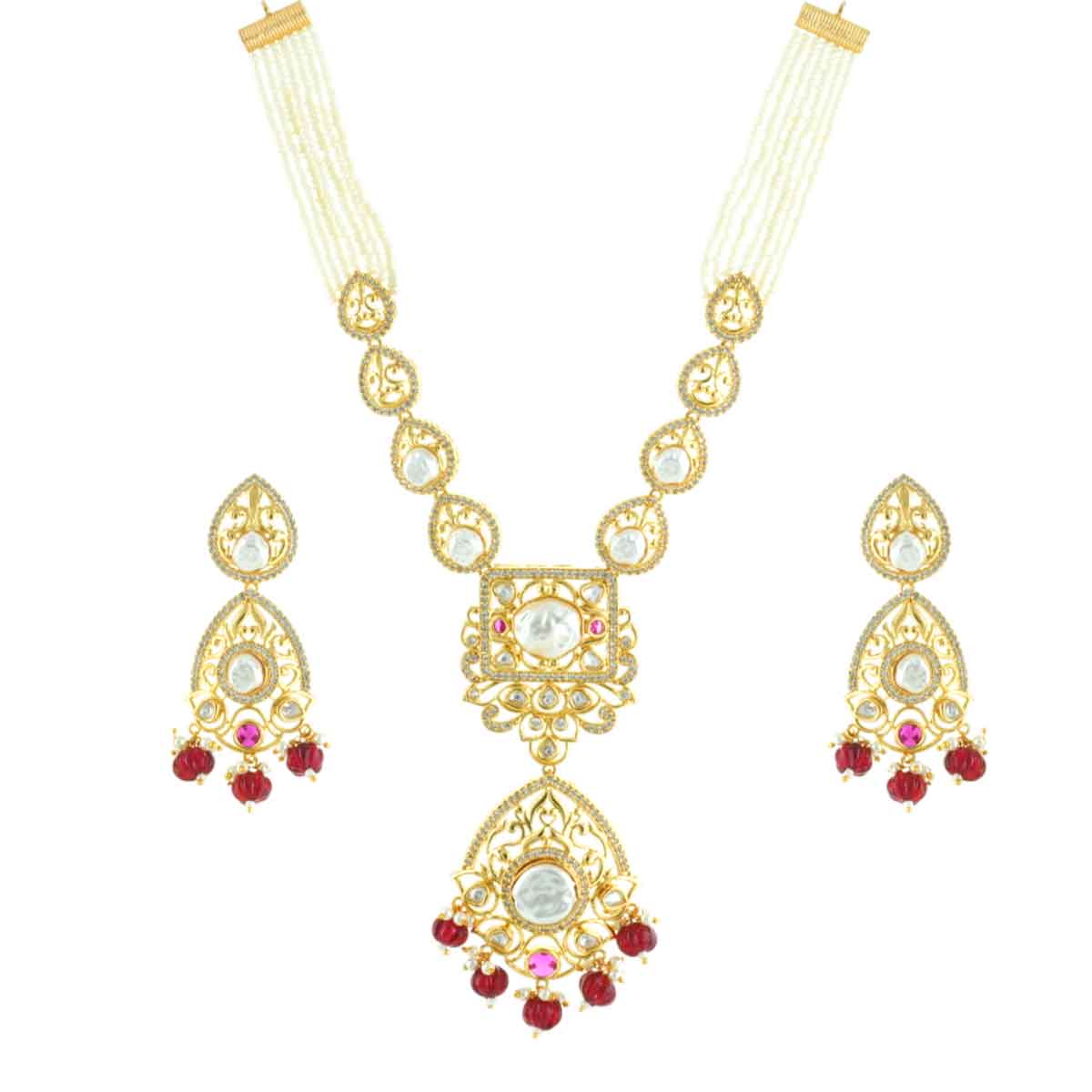 Royal Pearl Charm Necklace Set