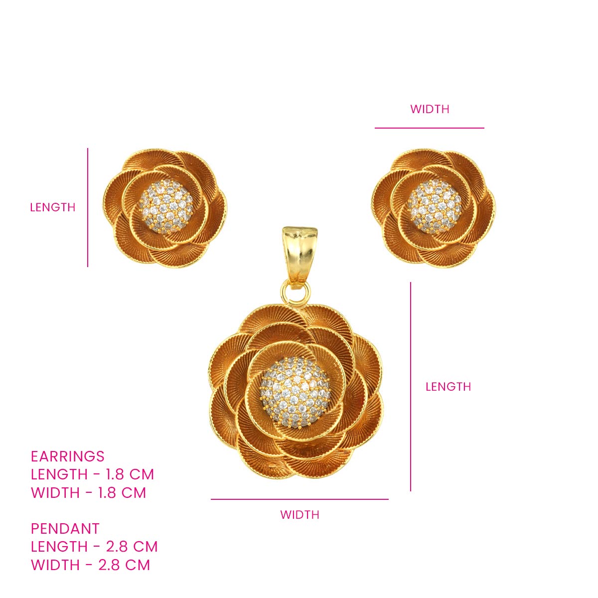 Floral Pendant Set with Stud Earrings