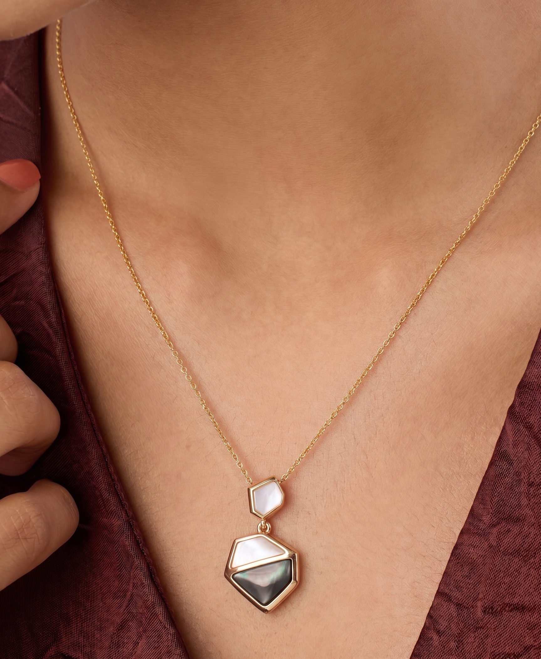Dual Stone Hexagonal Necklace