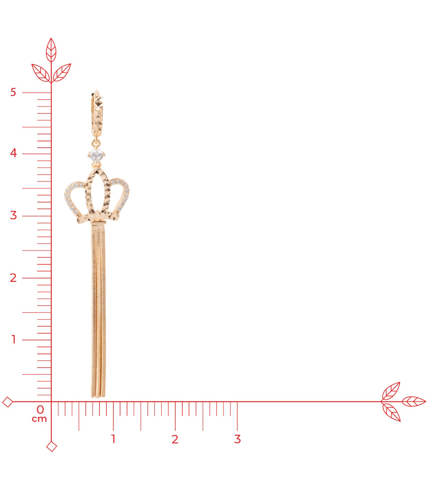 Crown Charm Long Bar Drop Earrings