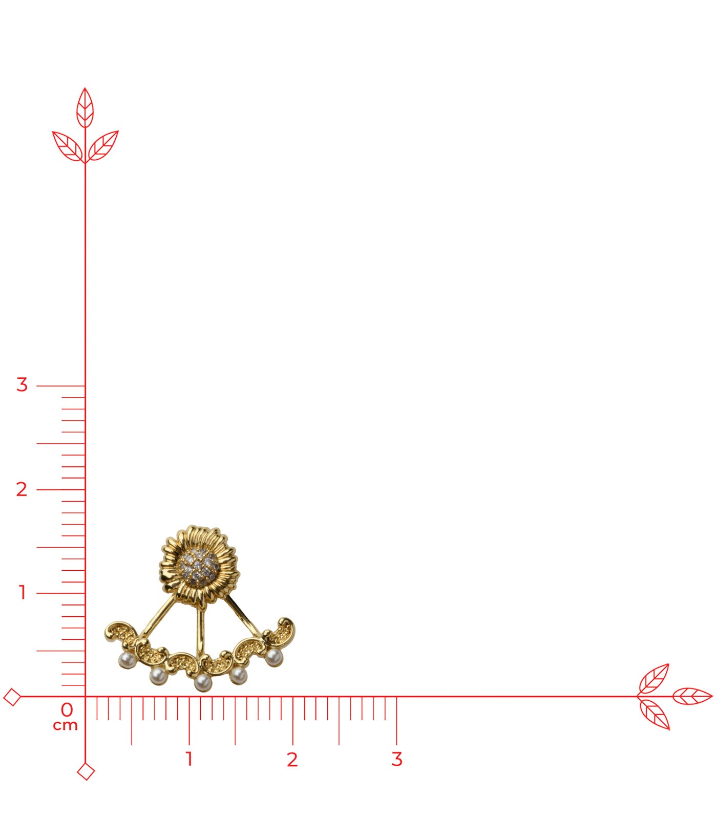 Sunburst Fan Stud Earrings with Pearl Detail