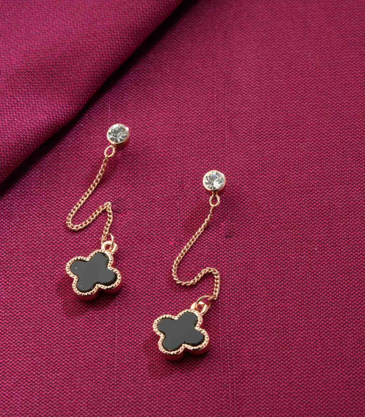 Dangling Black Stone Earrings