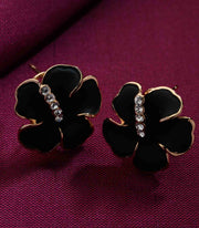 Black Hibiscus Earrings
