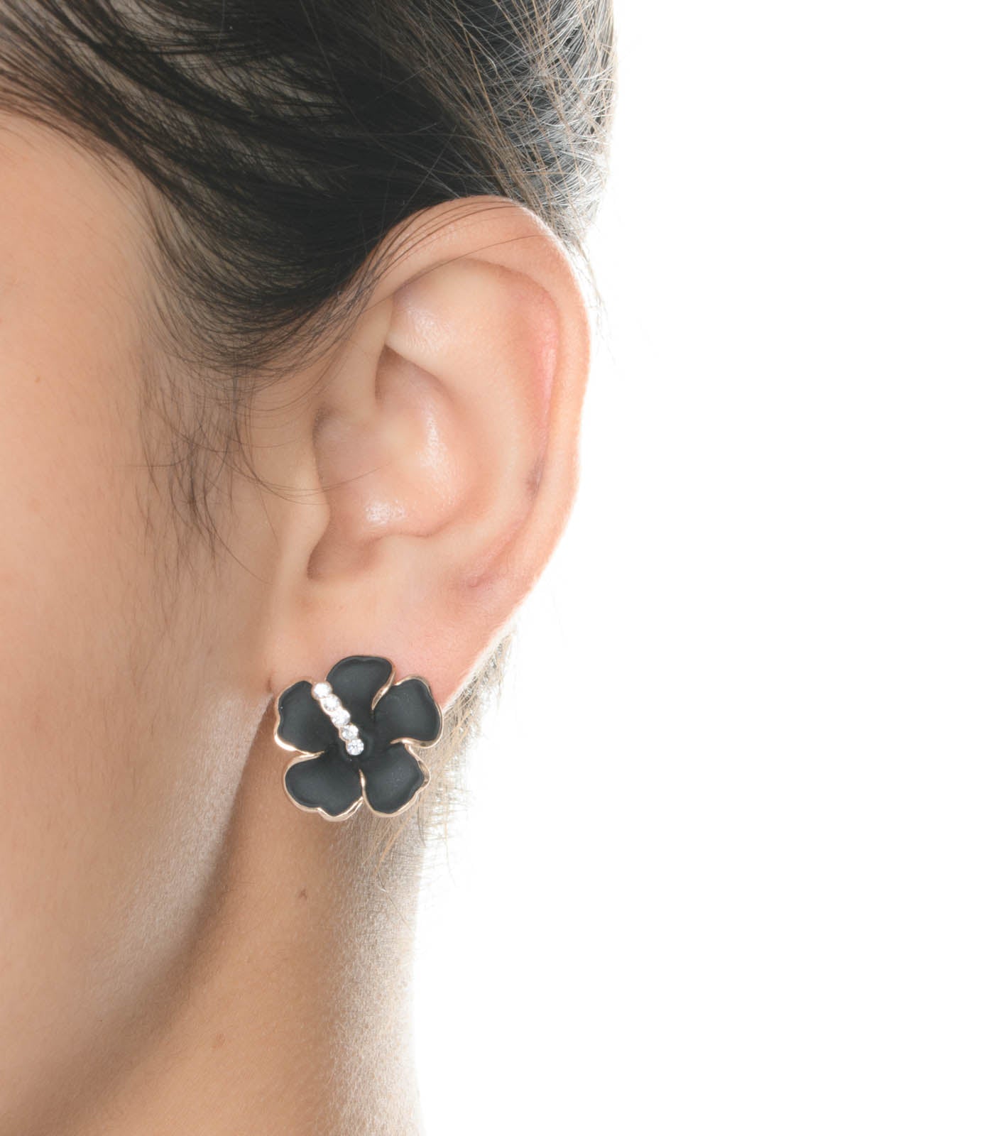 Black Hibiscus Earrings