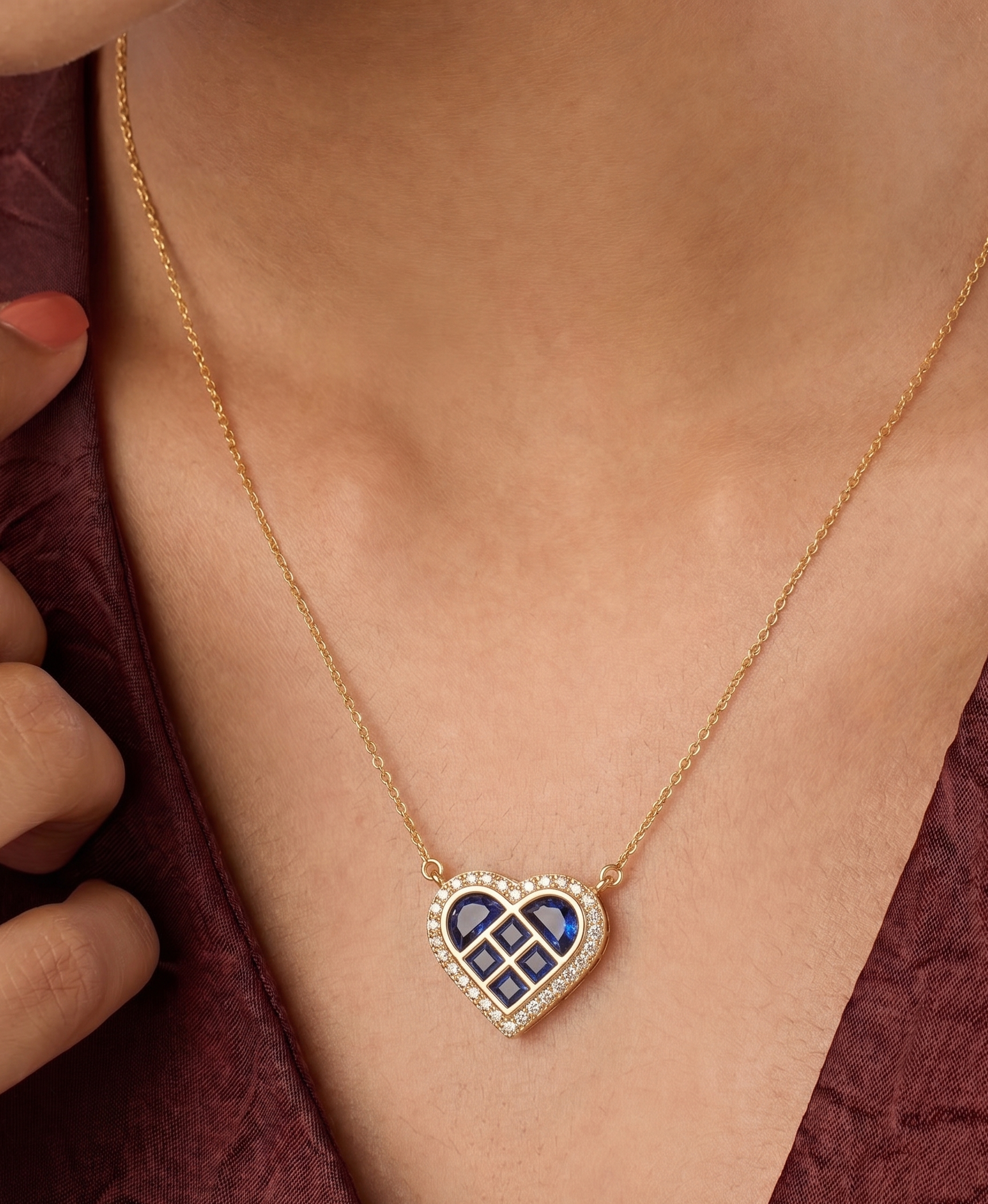 Blue Stone Heart Necklace