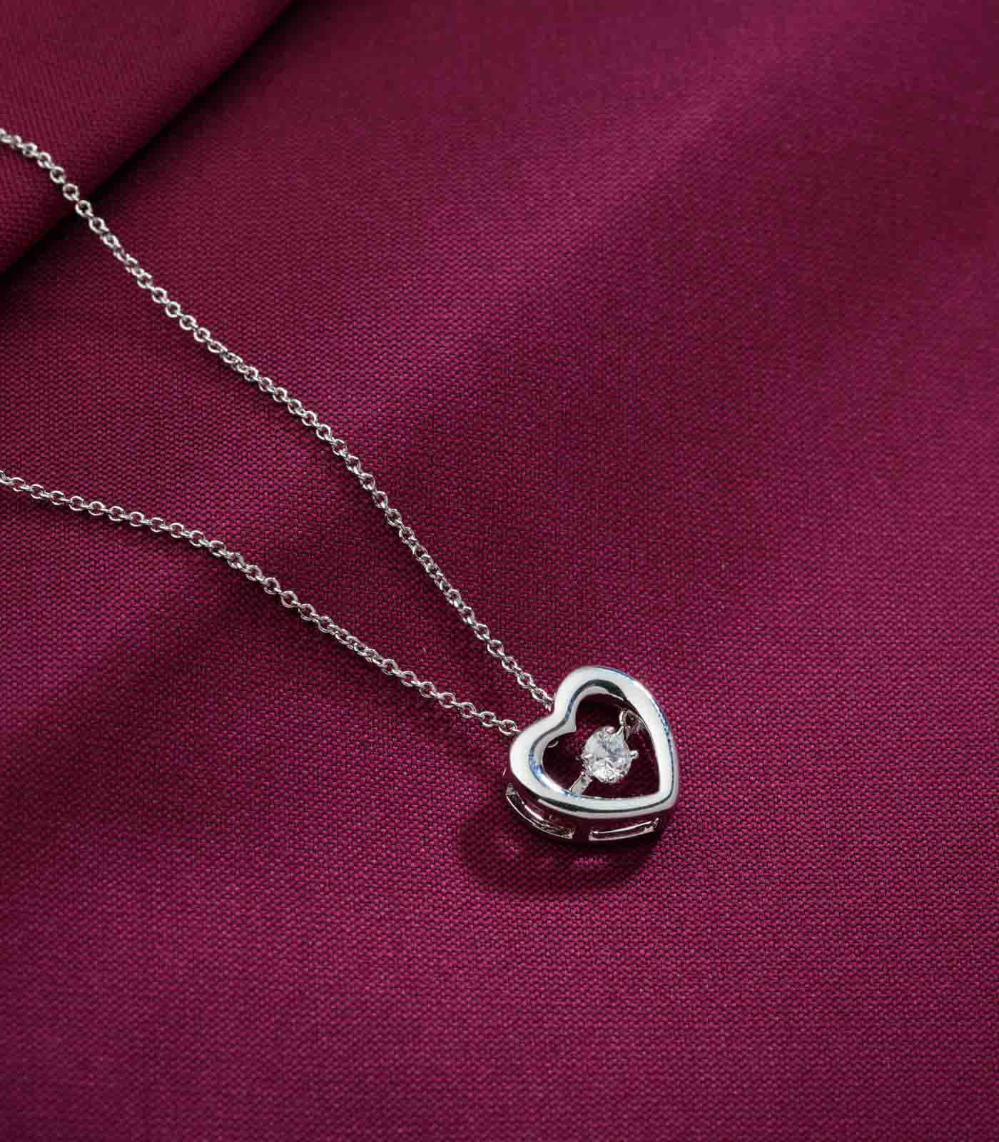 Crystal in Heart Necklace
