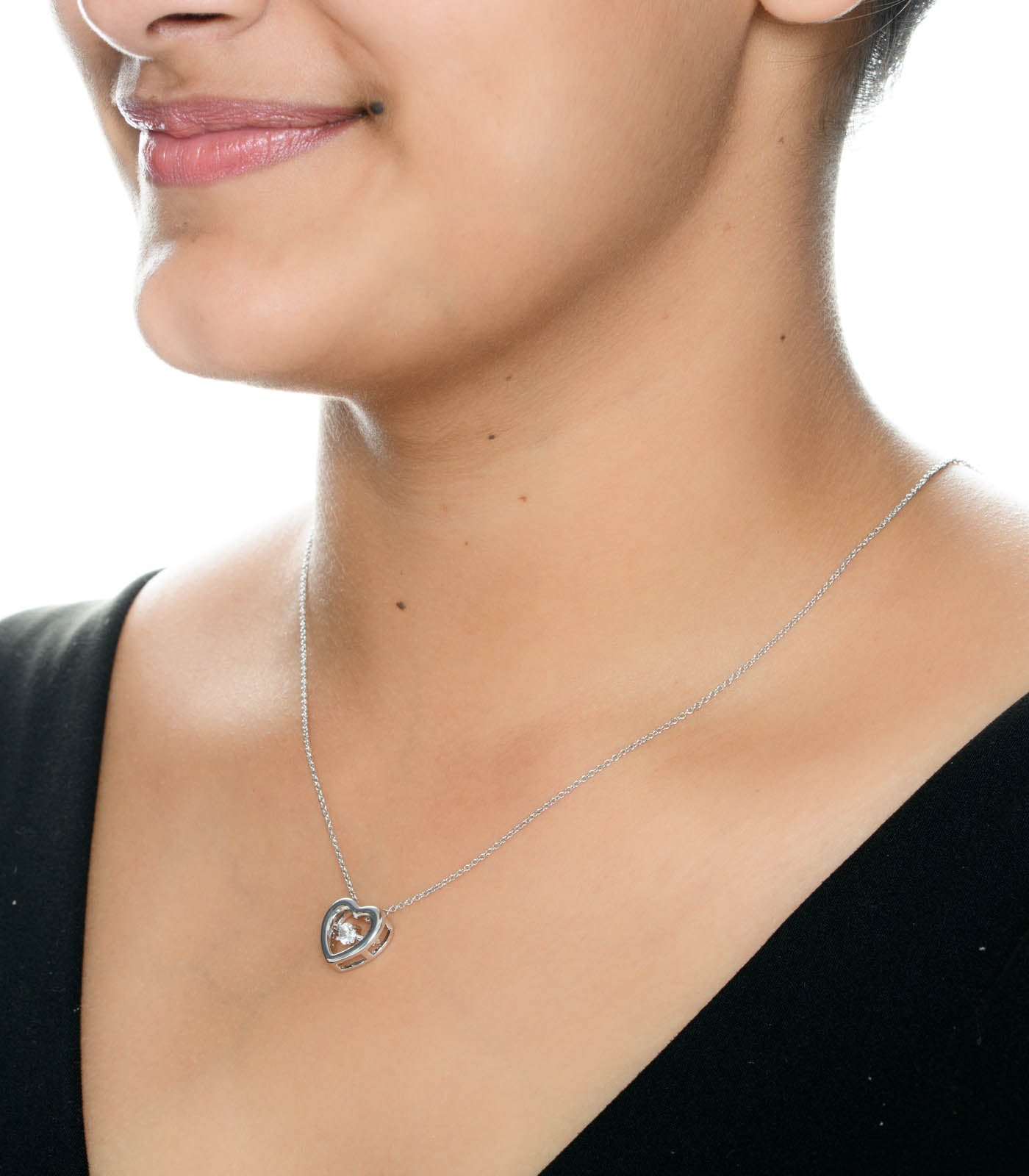 Crystal in Heart Necklace