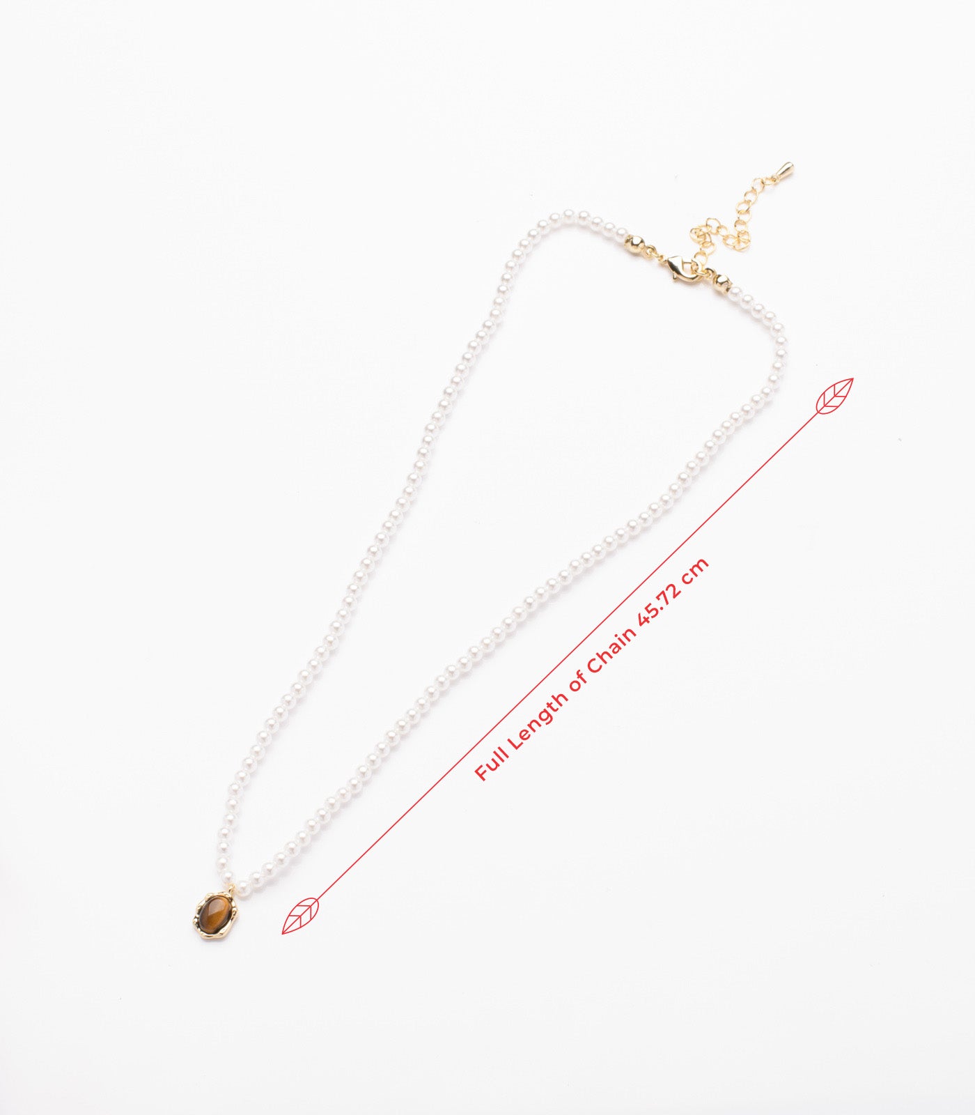 Pearl Strand Necklace with Brown Stone Pendant