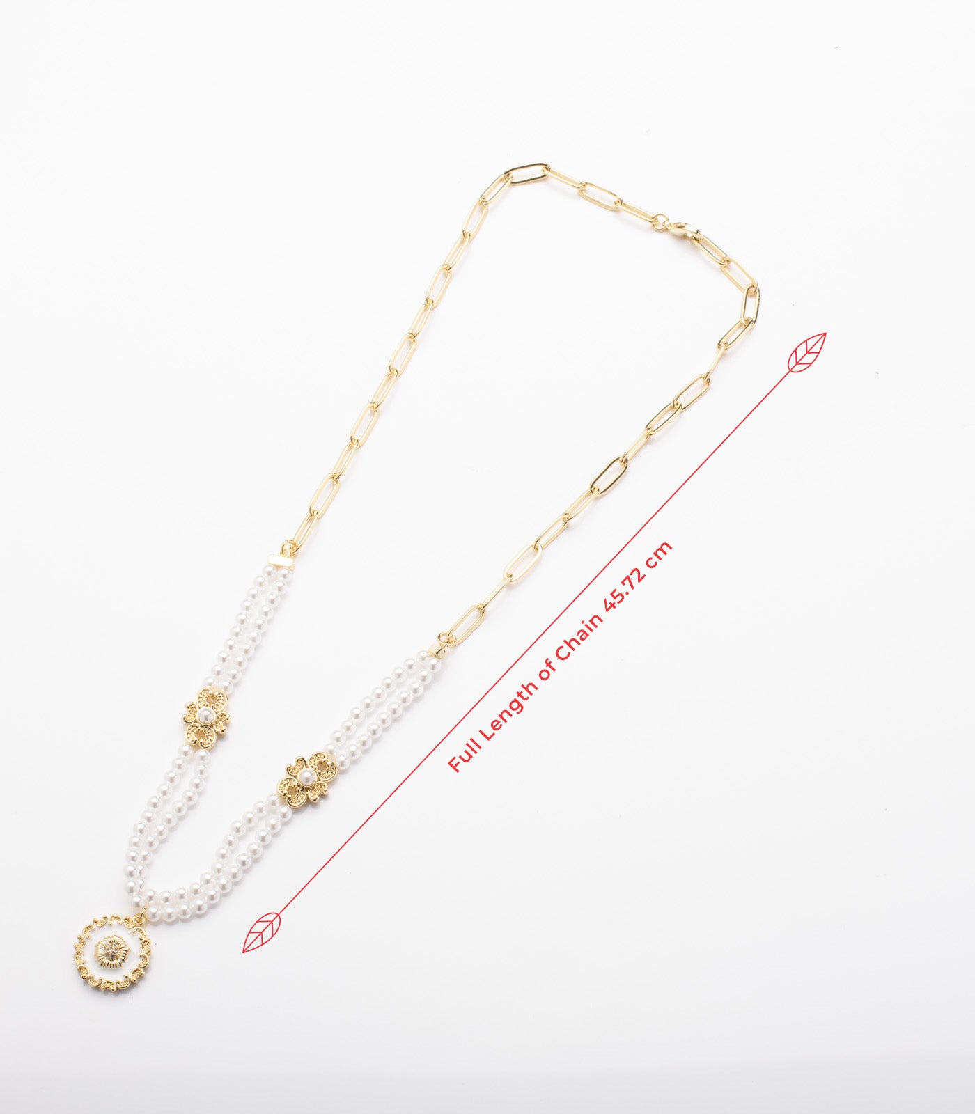 Timeless Floral Design Pearl Necklace