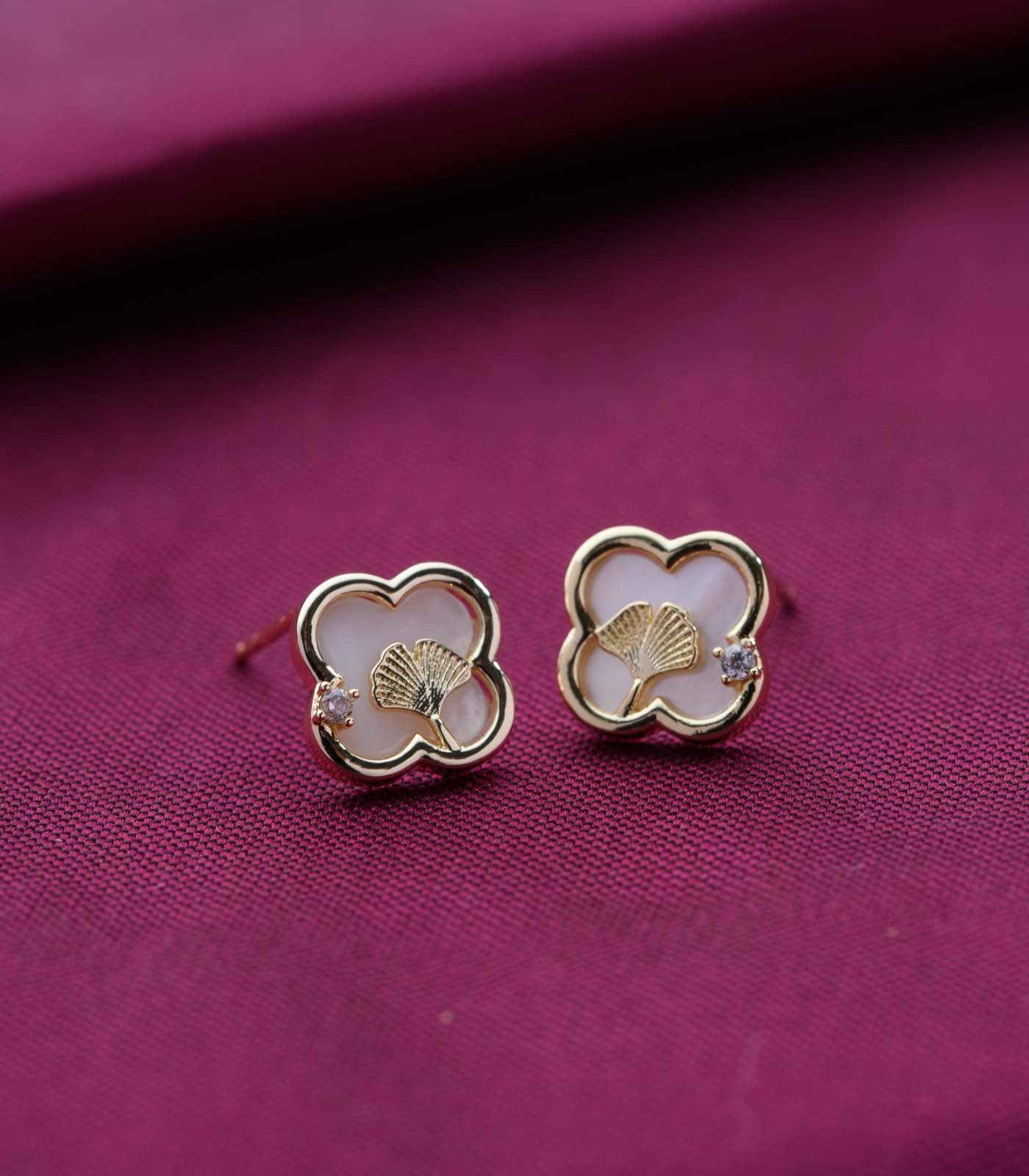 Floral Clover Stud Earrings