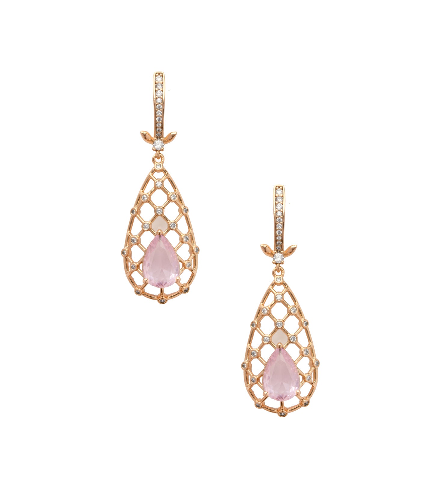 Maze With Pink Stone Earrings