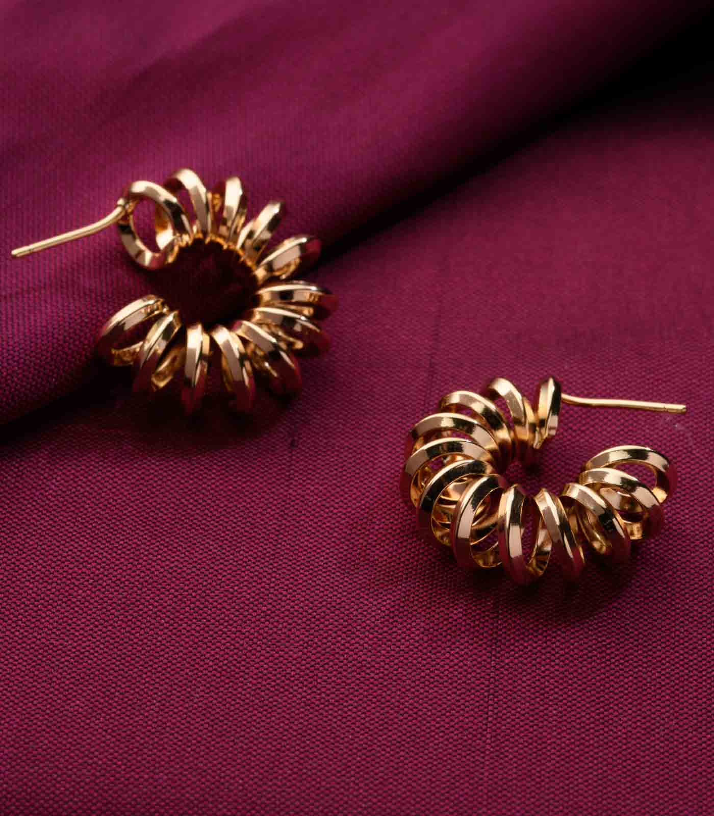 Spiral Golden Hoops