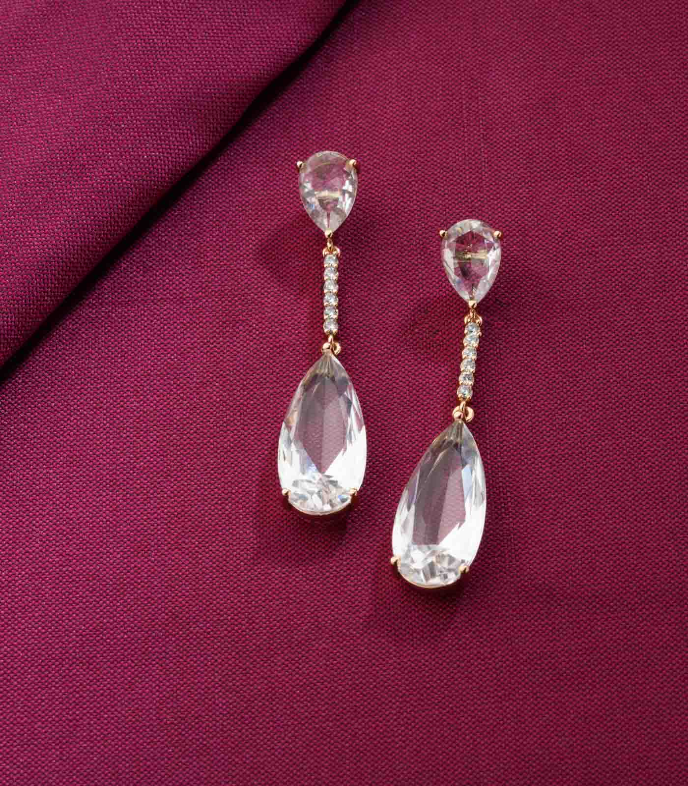 White Stone Party Earrings