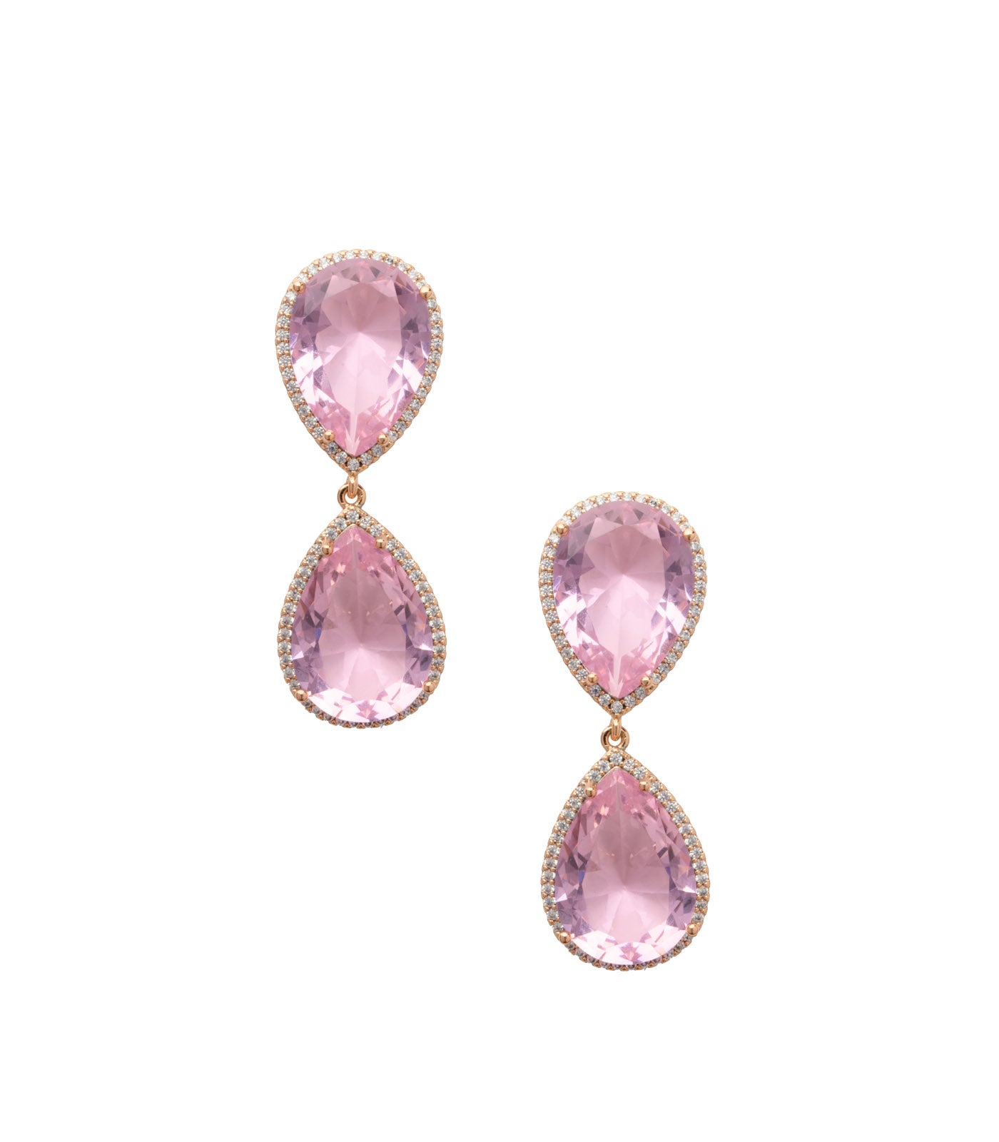 Pink Teardrop Stone Dangle Earrings