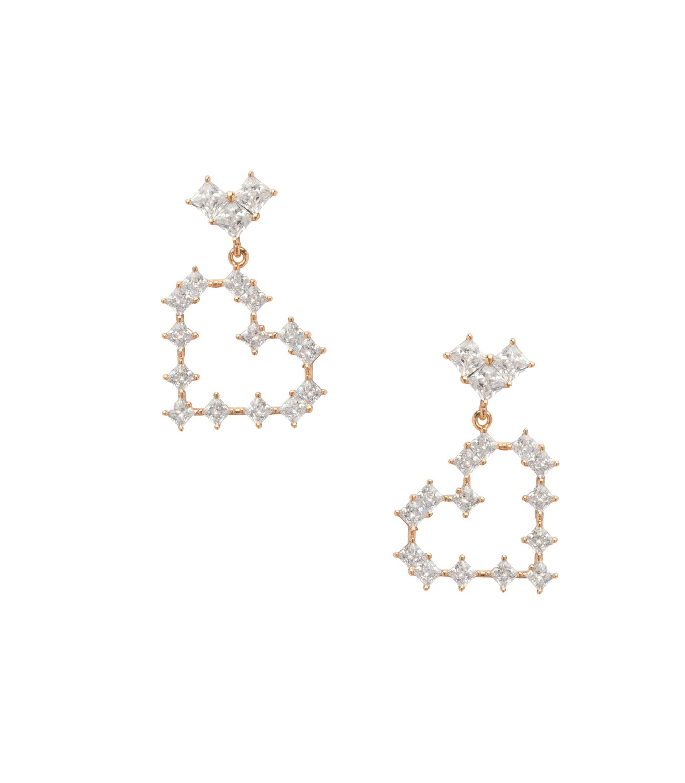 Crystal Heart Drop Stud Earrings