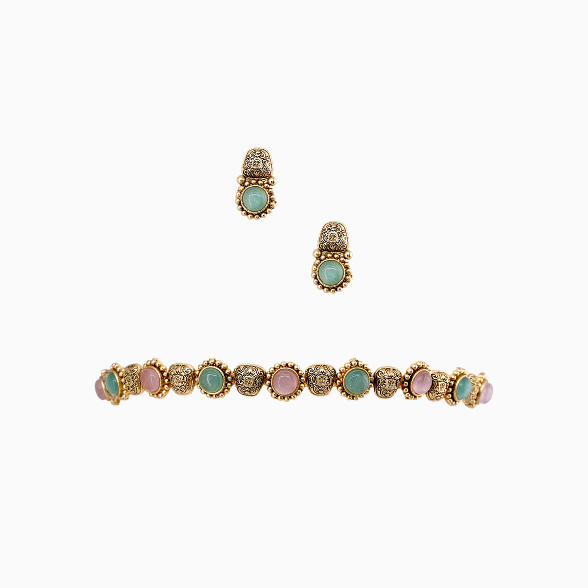Gulabo Pastel Stone Necklace Set