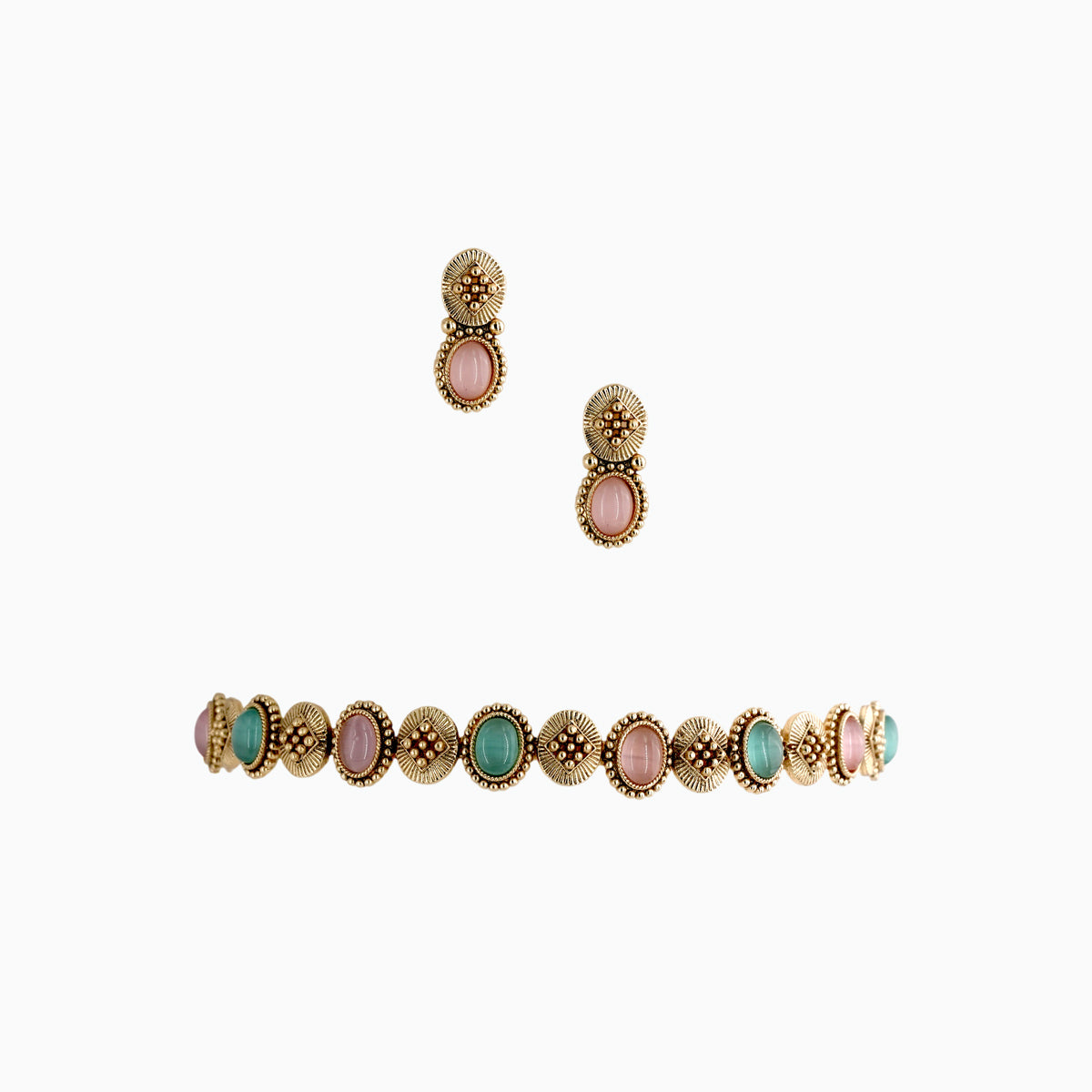 Gulabo Pastel Stone Necklace Set