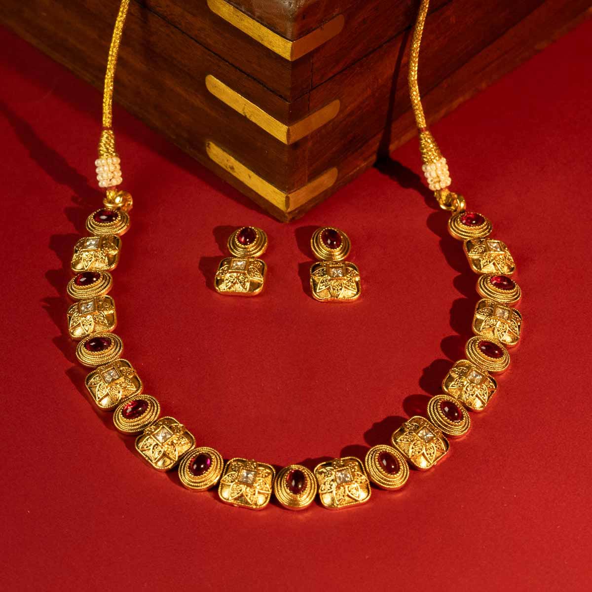 Golden Grace Ruby Necklace Set