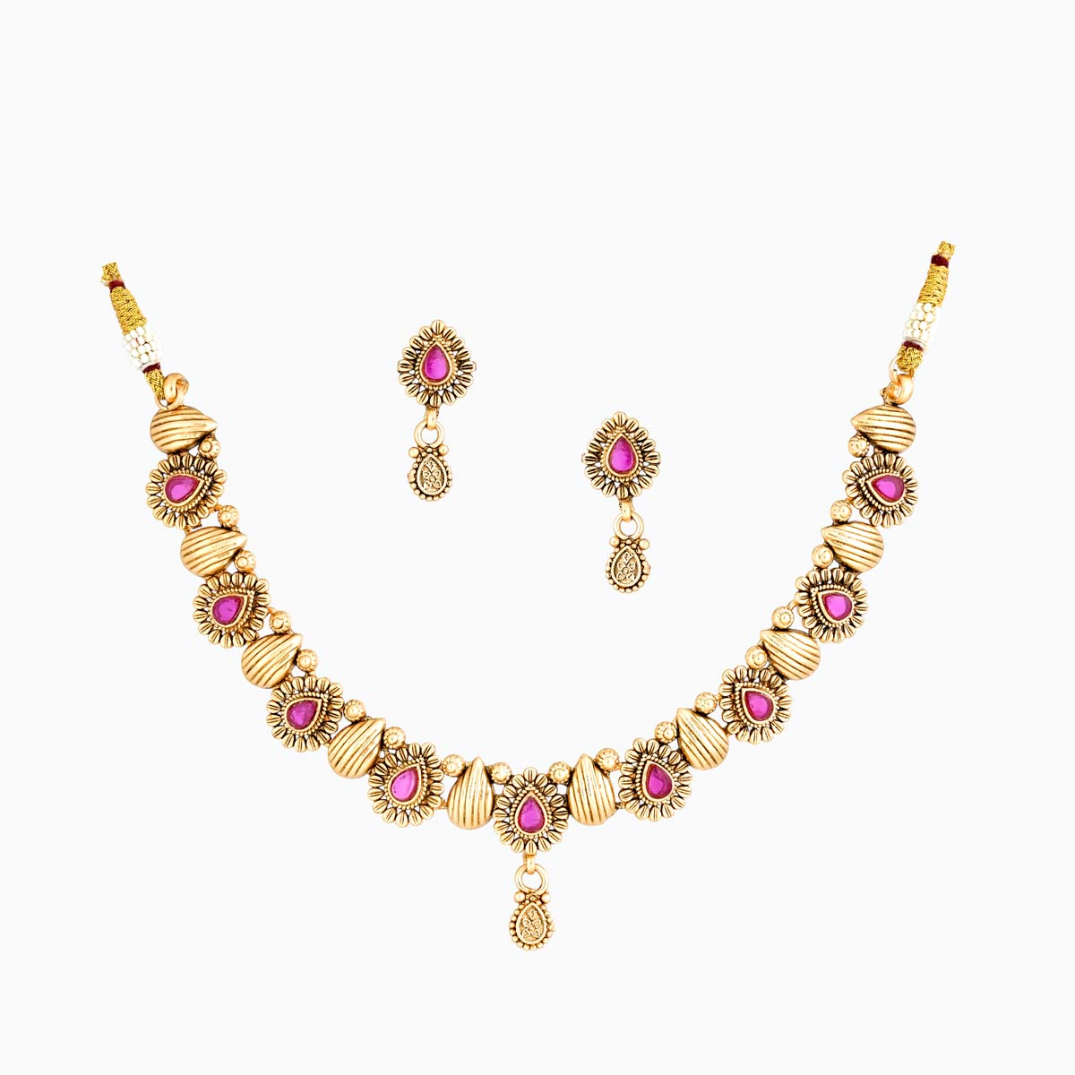 Regal Bloom Ruby Necklace Set