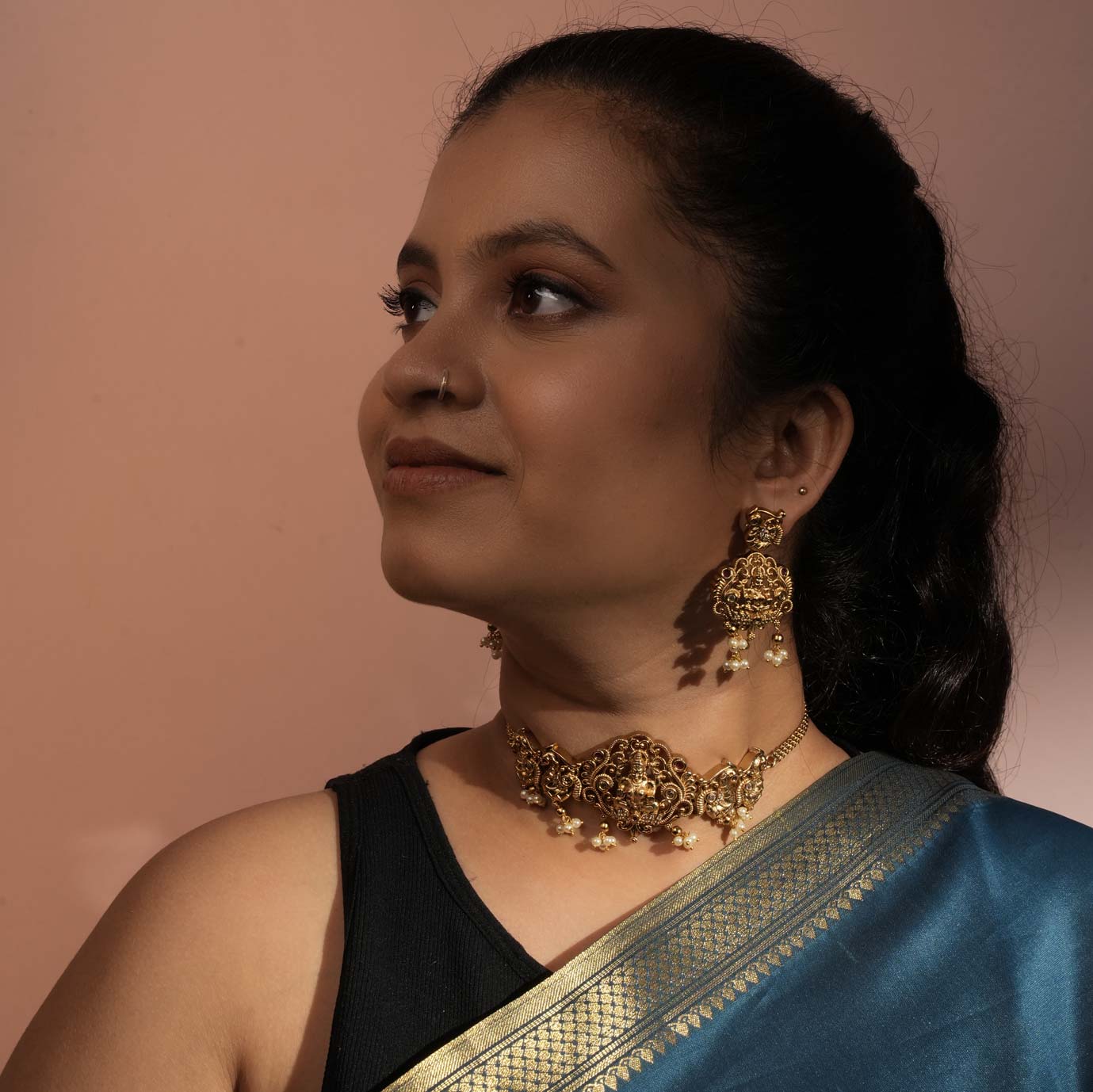 Lakshmi Pearl Drop Choker Necklace Set
