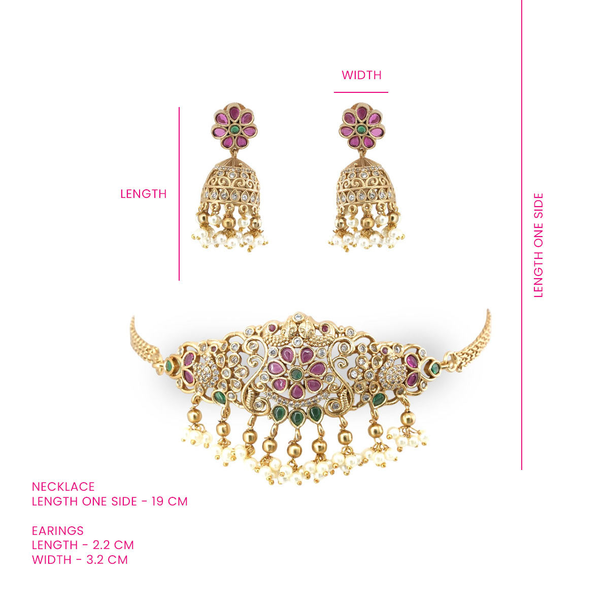 Kundan Floral Jhumka Choker Necklace Set