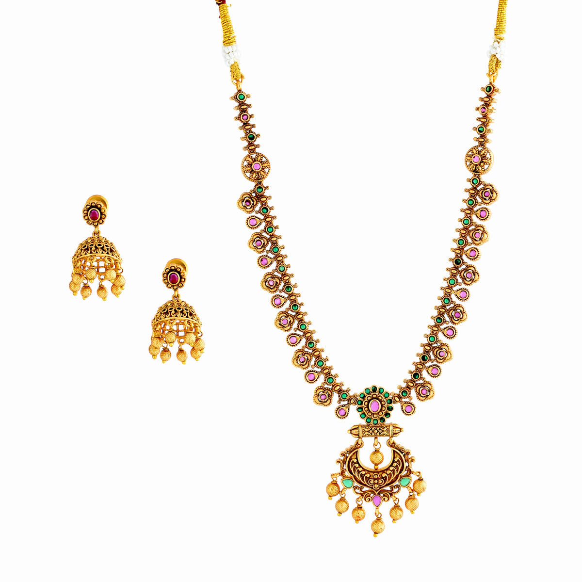Regal Charm Temple Necklace Set | Bridal & Festive Jewellery – Utsaav ...