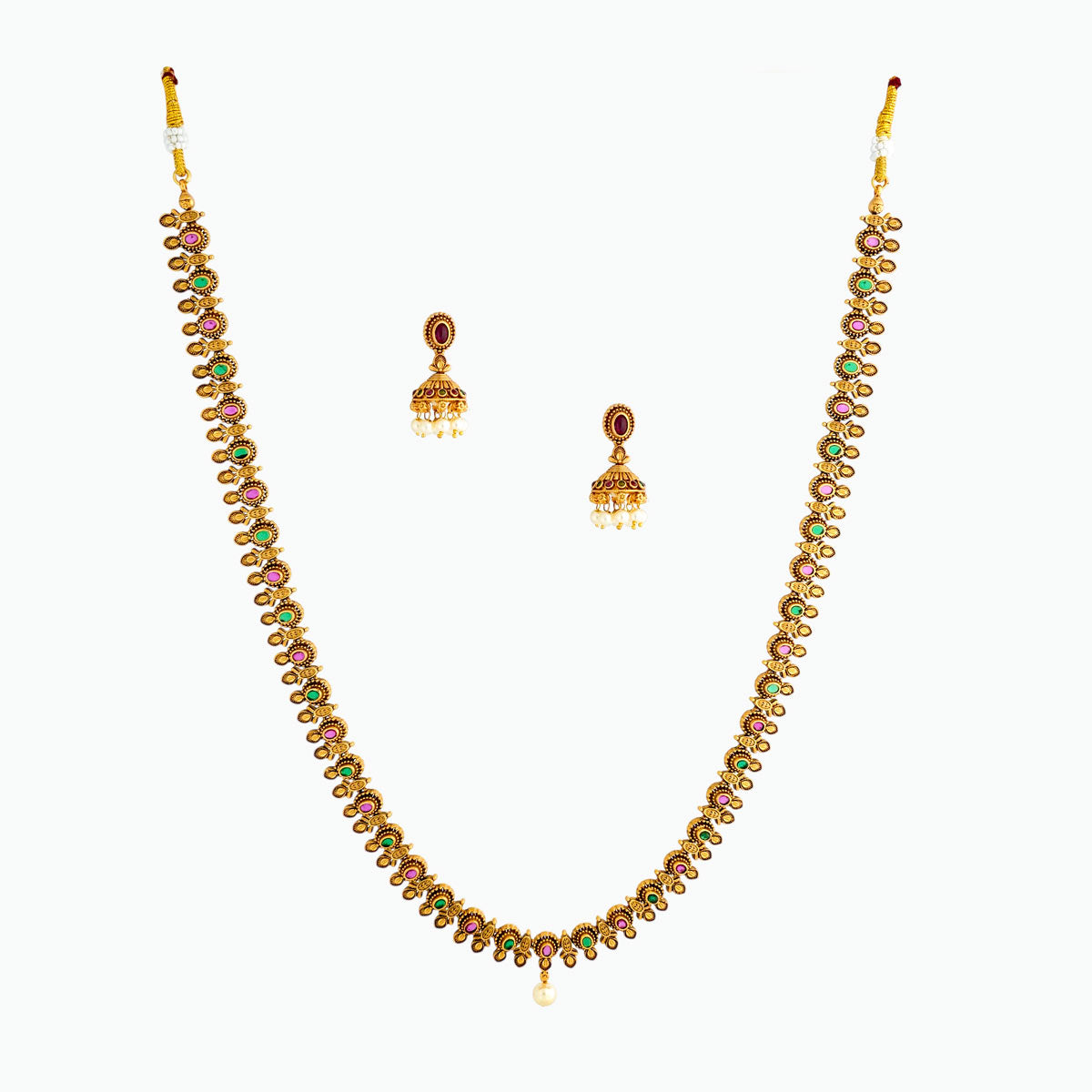 Floral Gemstone Haar Necklace Set