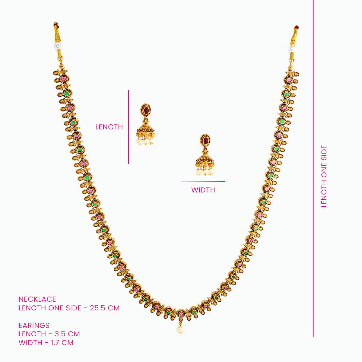 Floral Gemstone Haar Necklace Set
