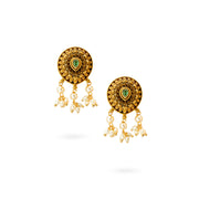 Emerald Bloom Round Drop Earrings