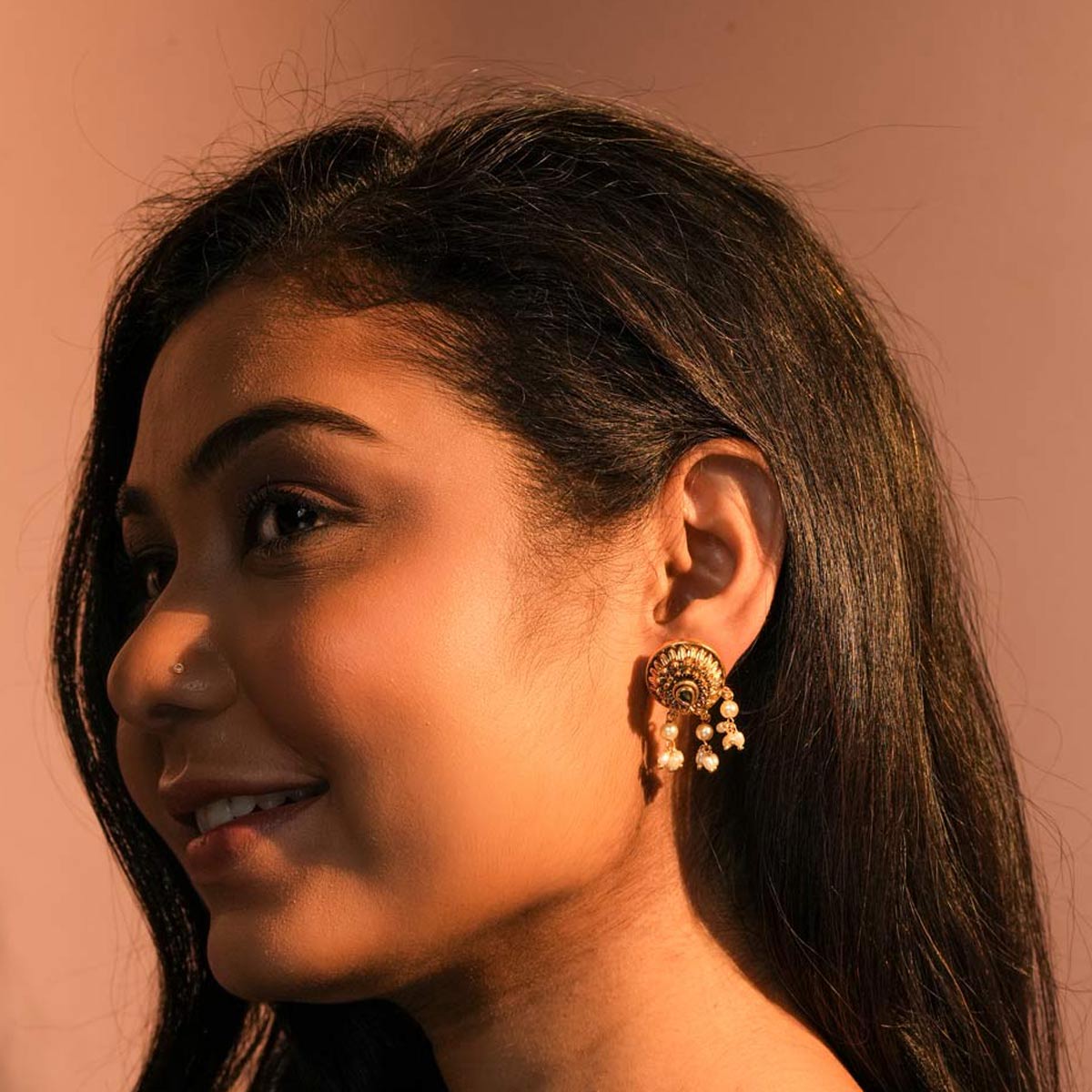 Emerald Bloom Round Drop Earrings