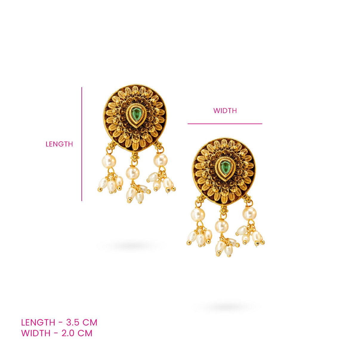 Emerald Bloom Round Drop Earrings