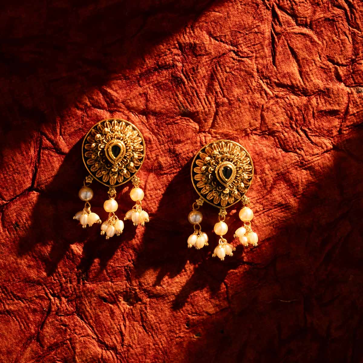 Emerald Bloom Round Drop Earrings