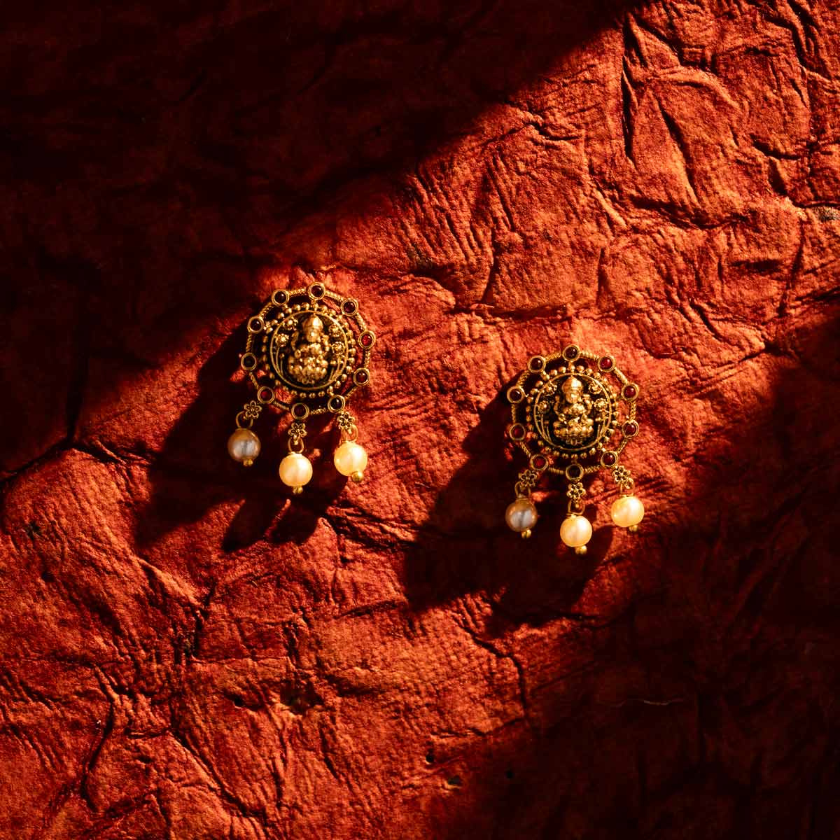 Lakshmi Halo Pearl Drop Earrings