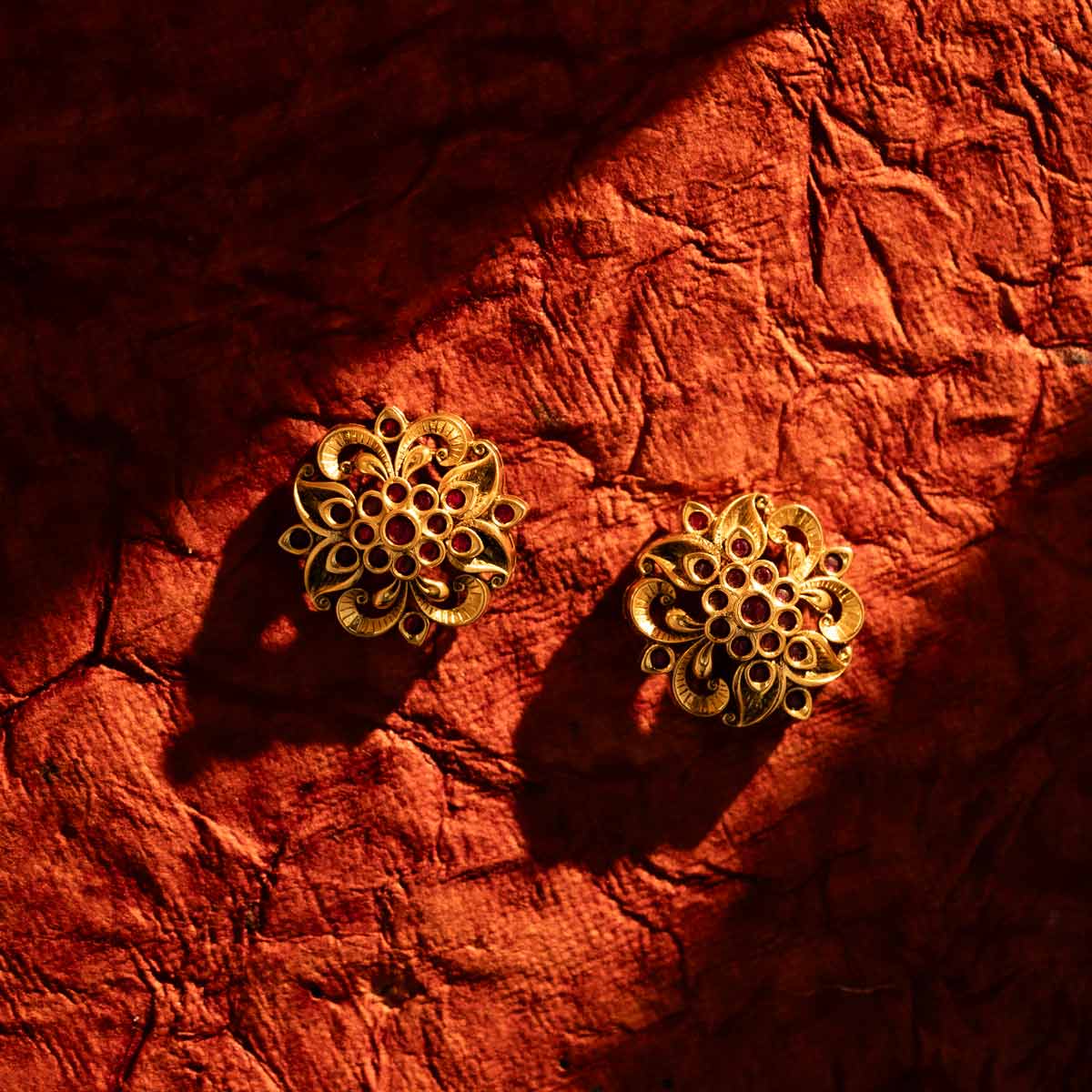 Golden Blossom Ruby Studs