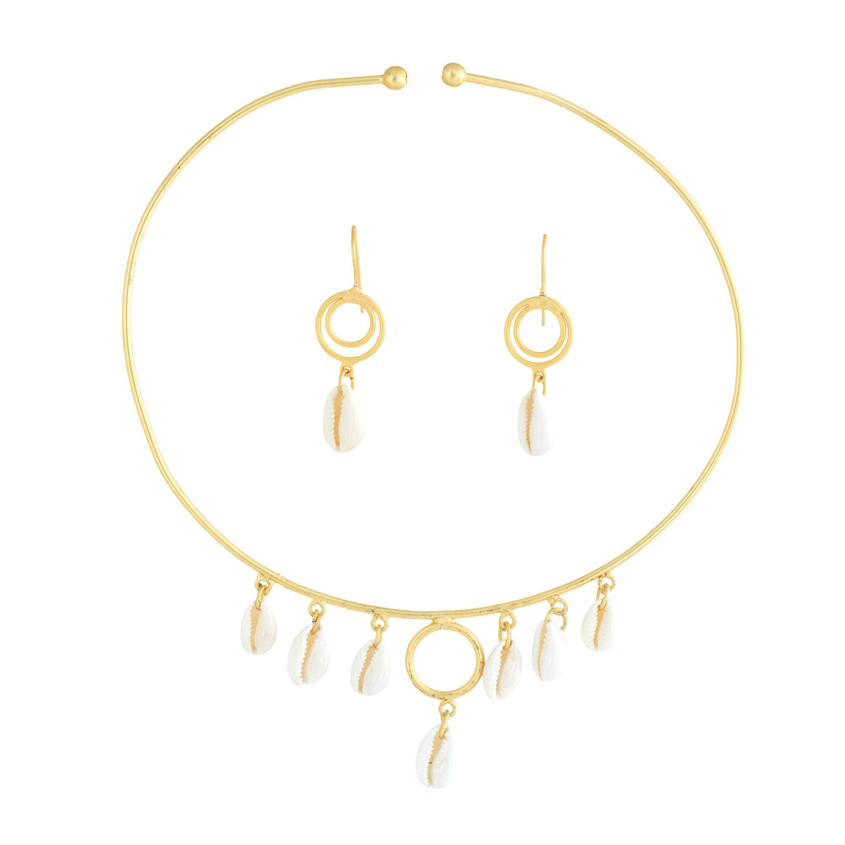 Gold-Plated Cowrie Shell Necklace Set