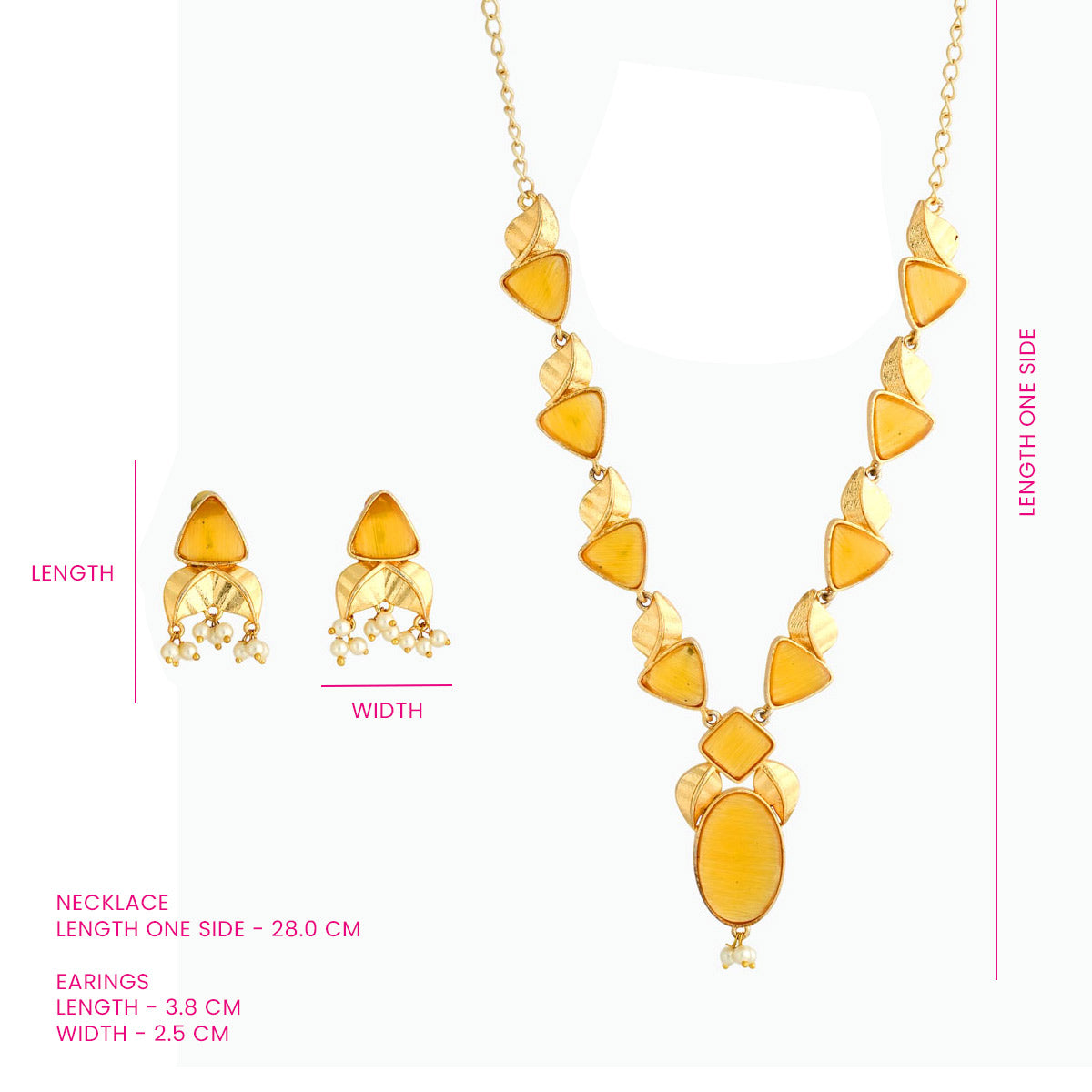 Gold-Plated Amber Stone Necklace Set