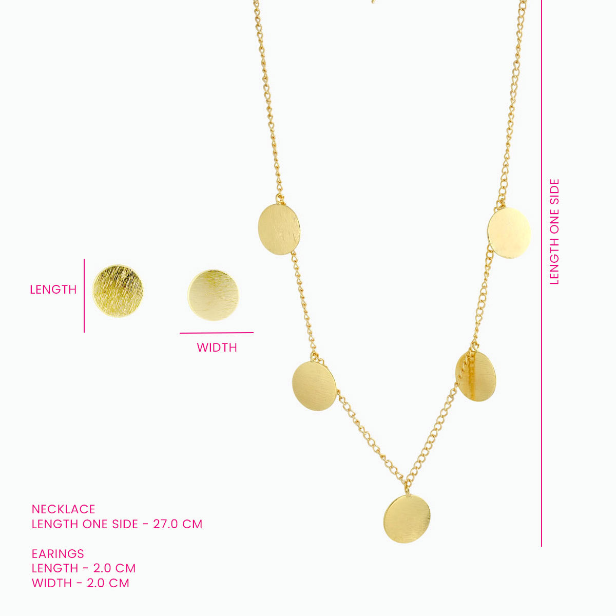 Gold-Plated Disc Pendant Necklace Set