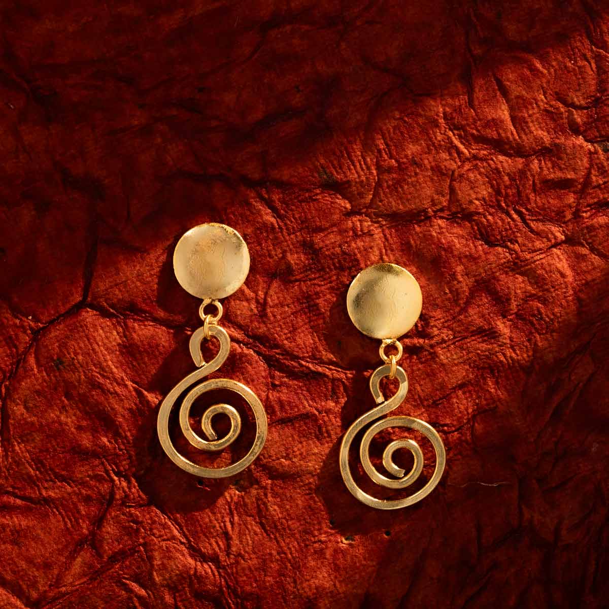 Gold-Plated Spiral Drop Earrings