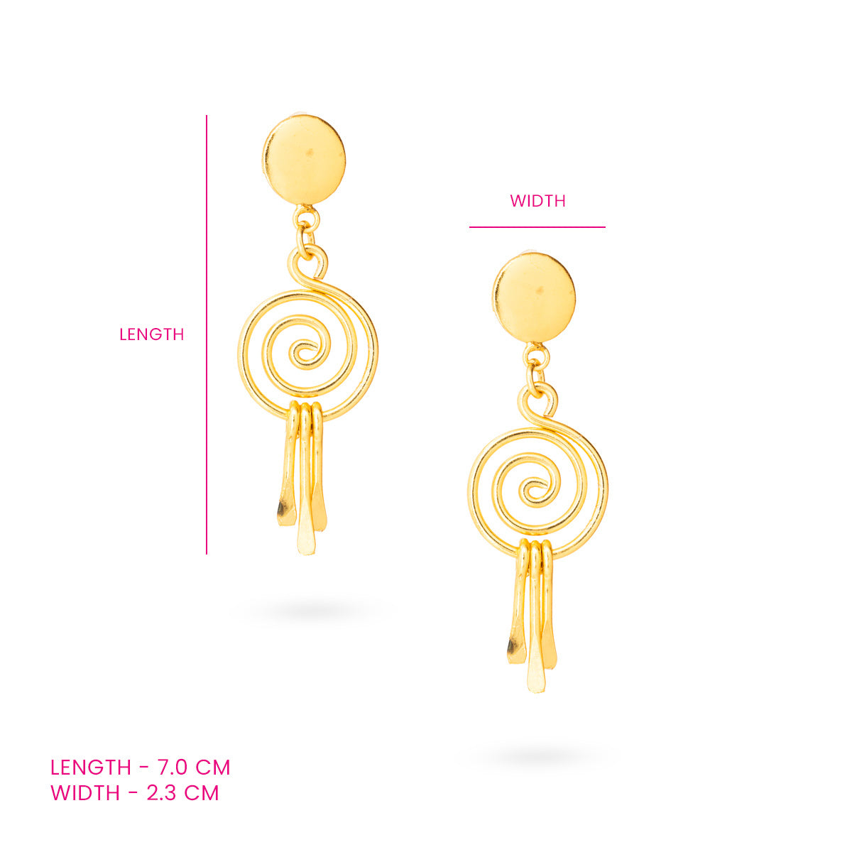 Elegant Gold-Plated Spiral Dangle Earrings