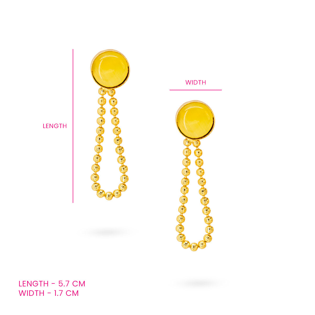 Green Beaded Drop Earrings with Circular Stud