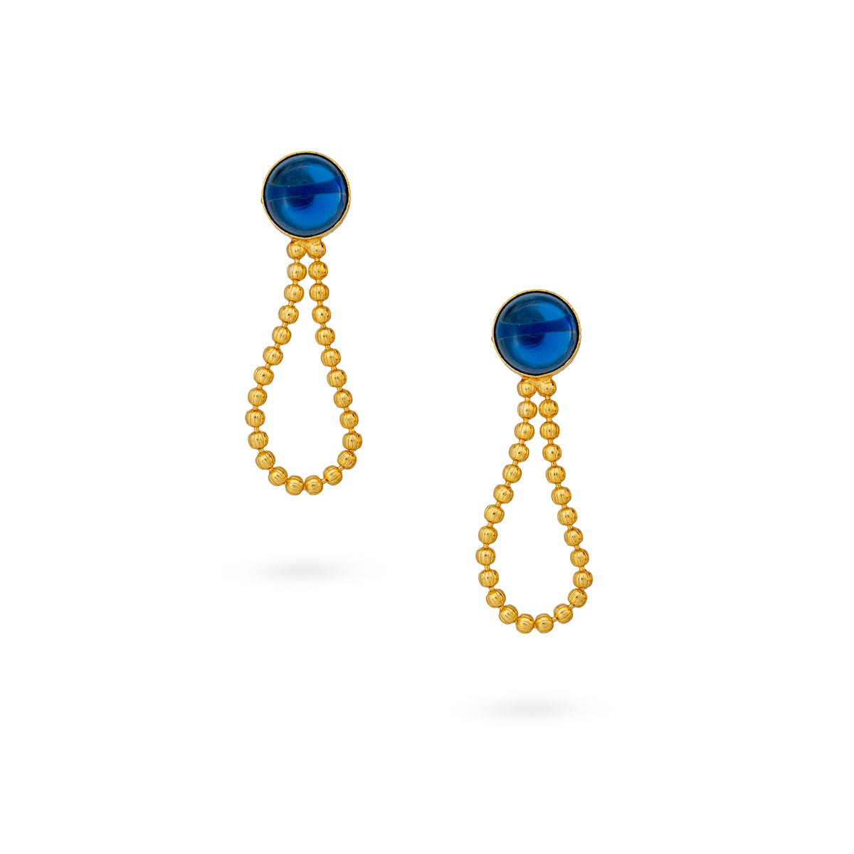 Green Beaded Drop Earrings with Circular Stud